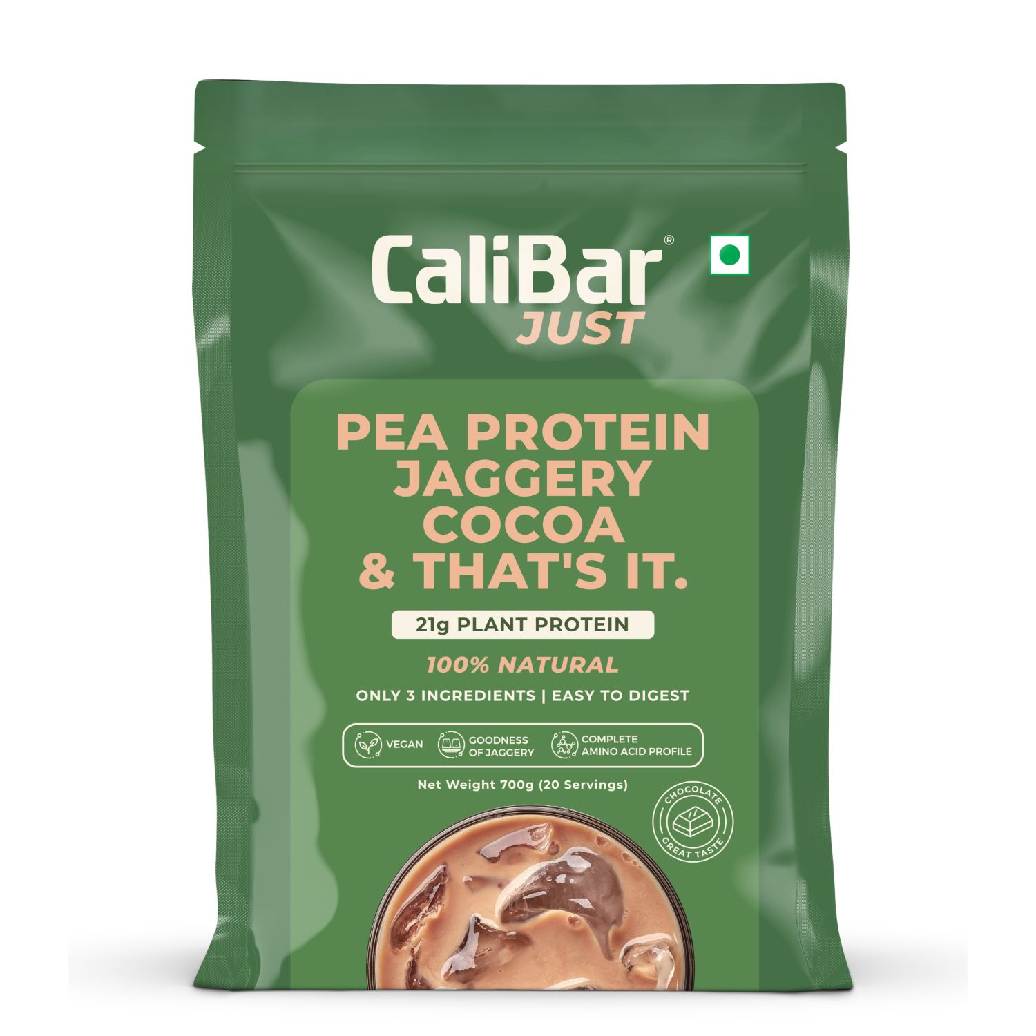 CaliBar Just Pea Protein Jaggery Cocoa