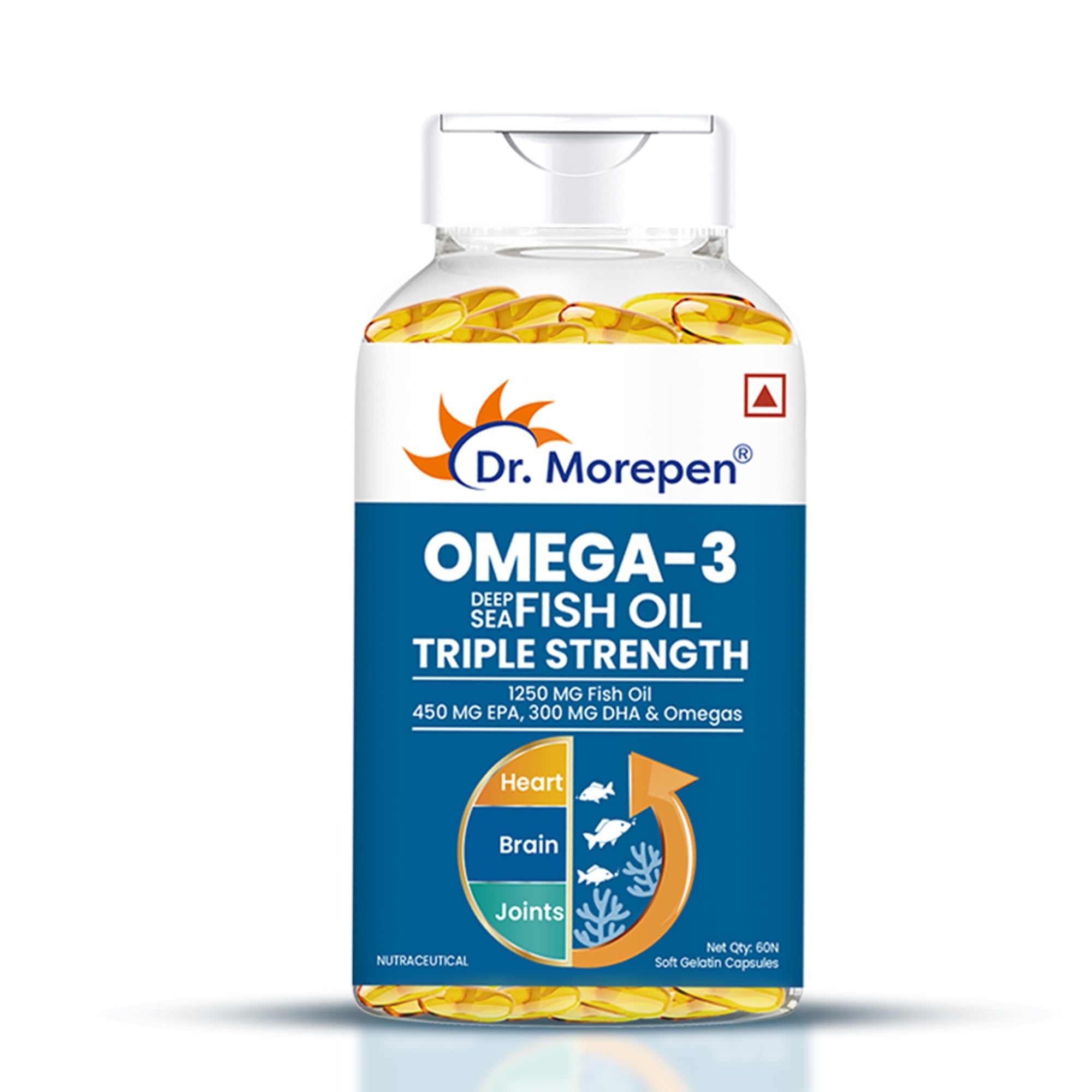 Dr. Morepen Omega 3 Deep Sea Fish Oil Triple Strength, 1250mg with 750mg DHA & EPA