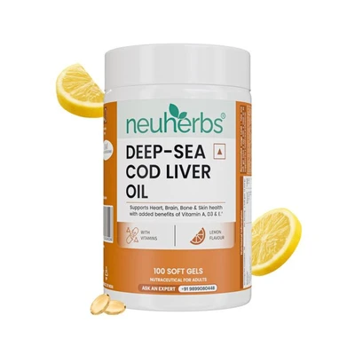 Neuherbs Deep Sea Omega 3 Cod Liver Oil 600mg With Vitamin A, D3 & E