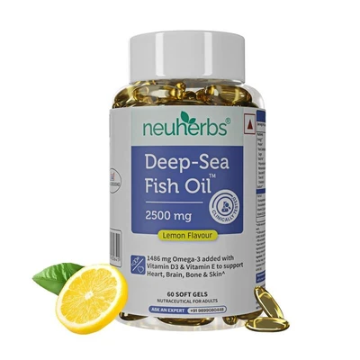 Neuherbs Deep Sea Omega 3 Fish Oil 2500mg (Triple Strength) With Vitamin D3 & E